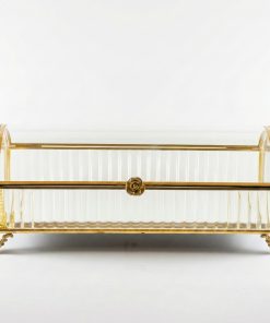 Alternative view of Altın Gold Kapaklı Cam Mücevher Kutusu Aslan Ayaklı Klasik Çeyiz Sandığı