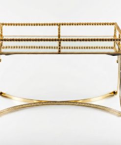 Alternative view of Altın Gold Cam Bölmeli Mücevher Takı Organizeri Ayaklı Aynalı Sunum Standı