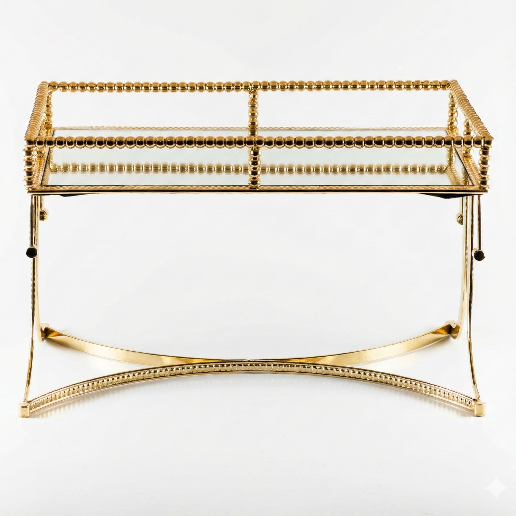 Altın Gold Cam Bölmeli Mücevher Takı Organizeri Ayaklı Aynalı Sunum Standı - Görsel 2