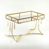 Gold Glass-Compartmented Jewelry Organizer with Stand and Mirrored Display Stand