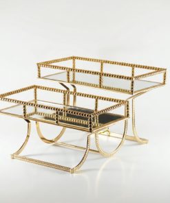 Alternative view of Altın Gold Cam 2 Katlı Mücevher Organizeri Bölmeli Takı Saklama Kutusu