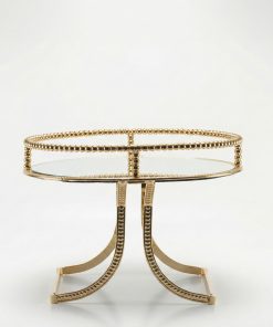 Alternative view of Altın Gold Yuvarlak Aynalı 2 Katlı Sunum Standı Kavisli Ayaklı Pasta Tepsisi