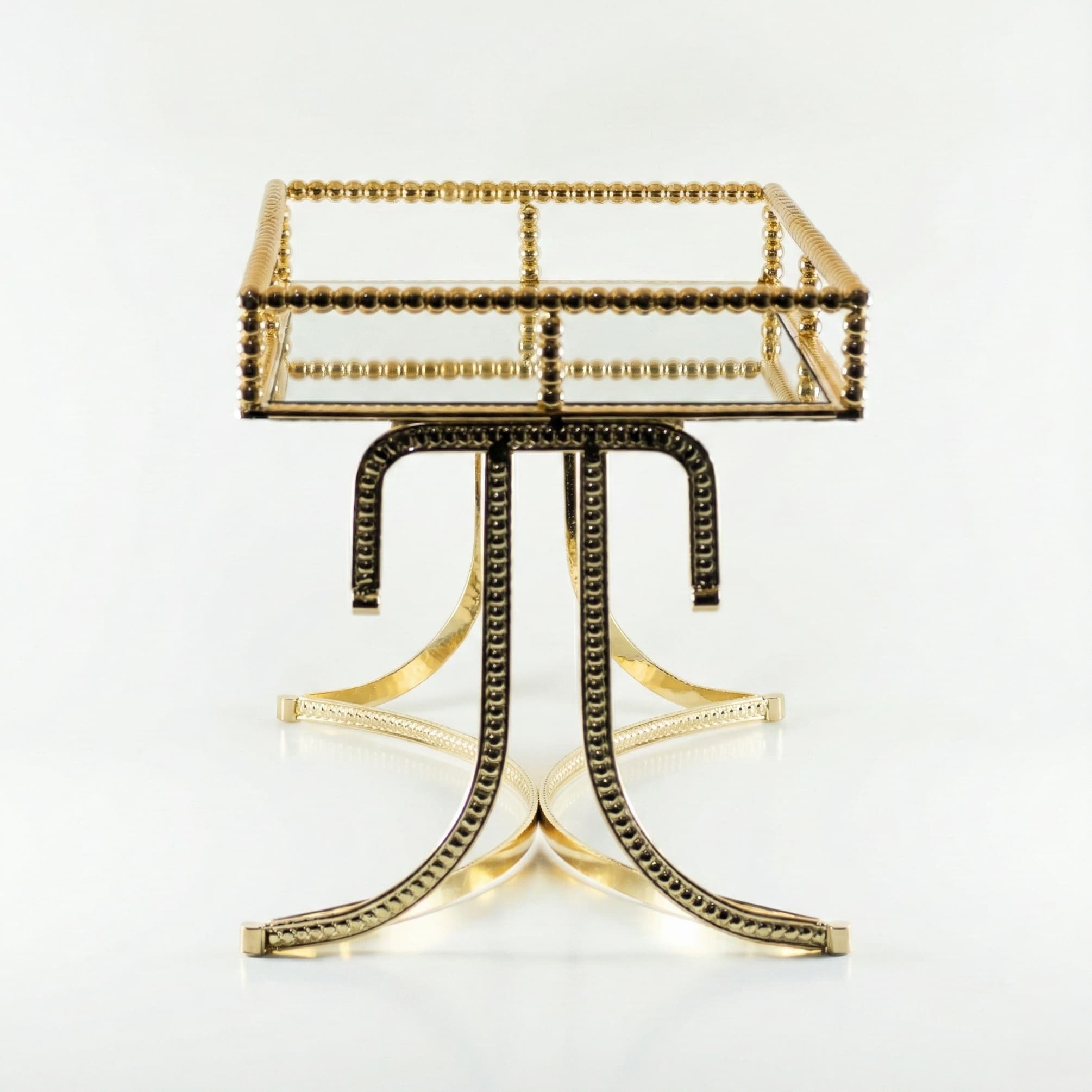 Altın Gold Cam Bölmeli Mücevher Takı Organizeri Ayaklı Aynalı Sunum Standı - Görsel 4